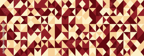 Abstract geometric background featuring a captivating interplay of burgundy and beige triangles.