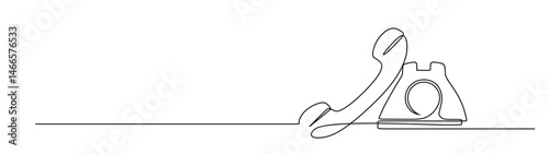 continuous one line art of world telecommunications and social information day. landline telephone. vector illustration