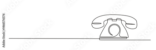 continuous one line art of world telecommunications and social information day. landline telephone. vector illustration