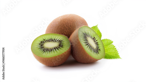 Kiwi fruit on white background.