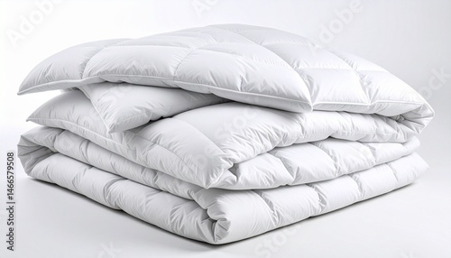 folded duvet comforter on white background