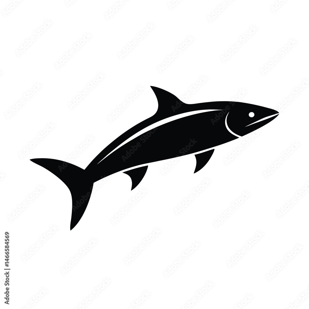 Obraz premium Leaping Mackerel Minimalist Vector Silhouette