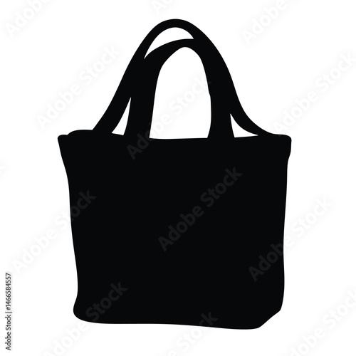 tote bags vector silhouette icon, black and white illustration of footwear.