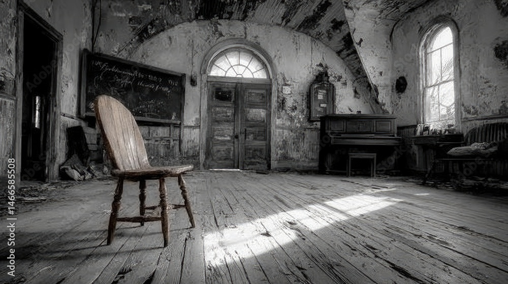 Obraz premium Abandoned room interior grayscale