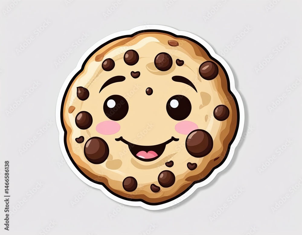 Fototapeta premium Happy Cartoon Chocolate Chip Cookie Illustration