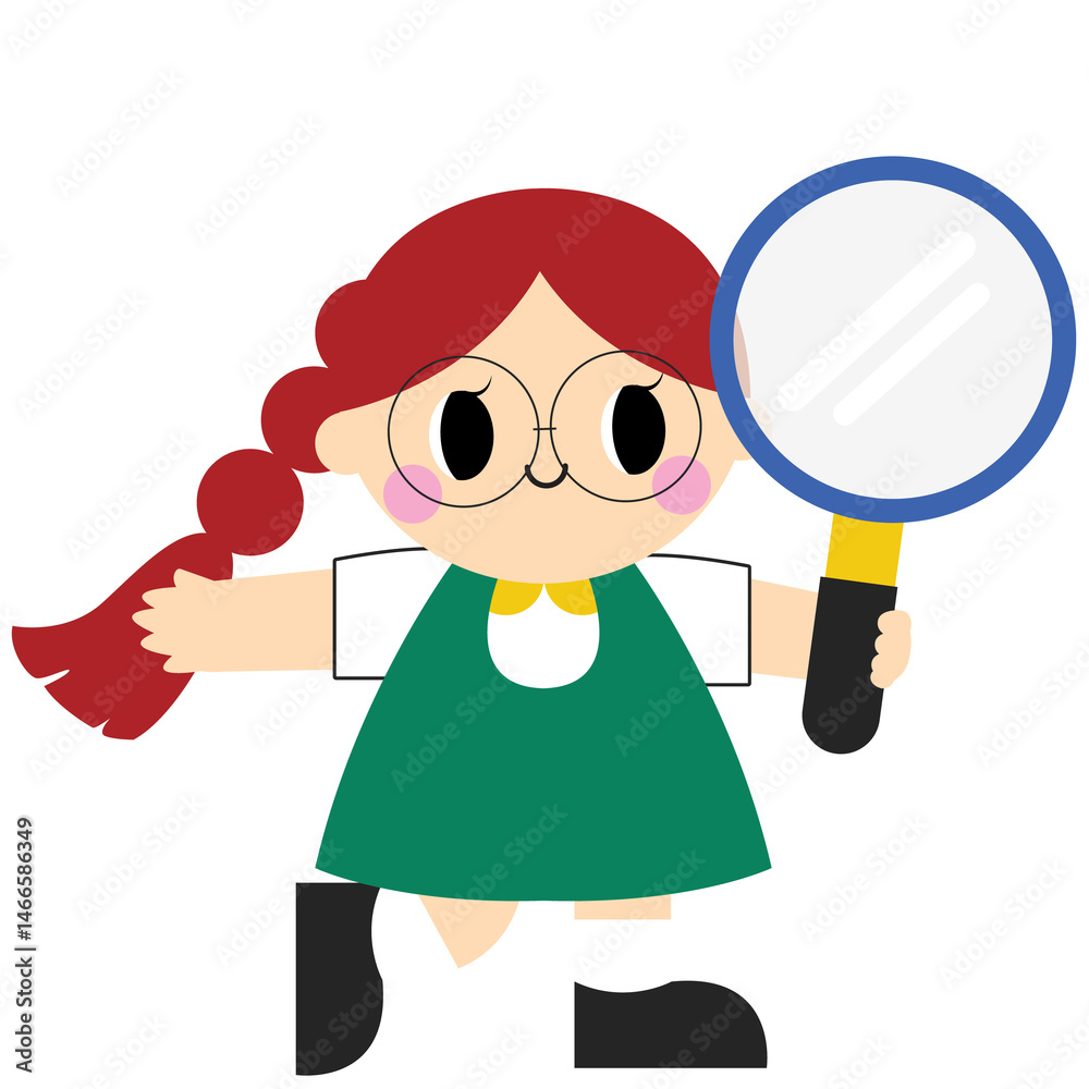 little girl with magnifying glass little girl with magnifying glass
