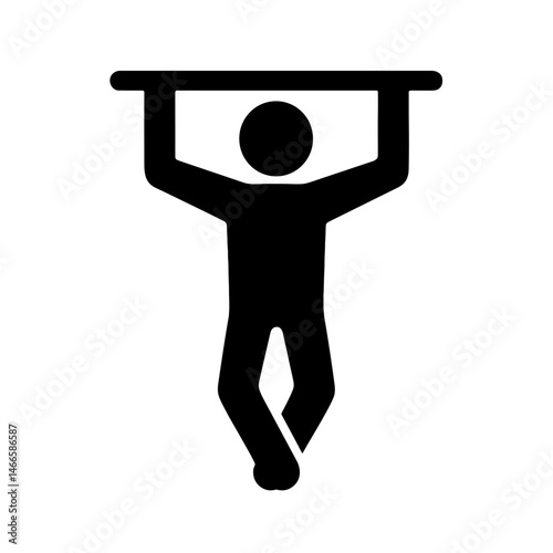 Person doing pull-up on bar icon in solid silhouette style