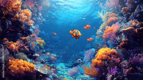 Wallpaper Mural Vibrant coral reef teeming with colorful fish. Torontodigital.ca