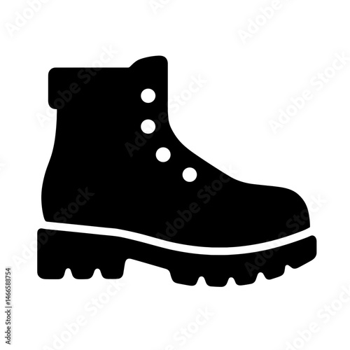 Hiking boot icon in solid black silhouette style