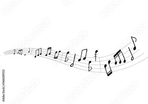 手描きのおしゃれな音符イラスト　