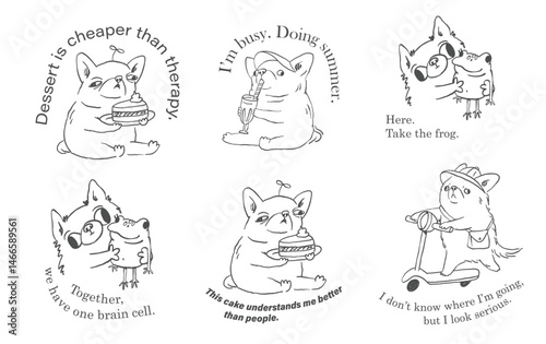 Silly Dog Sketch, Hand Drawn Comic Prints