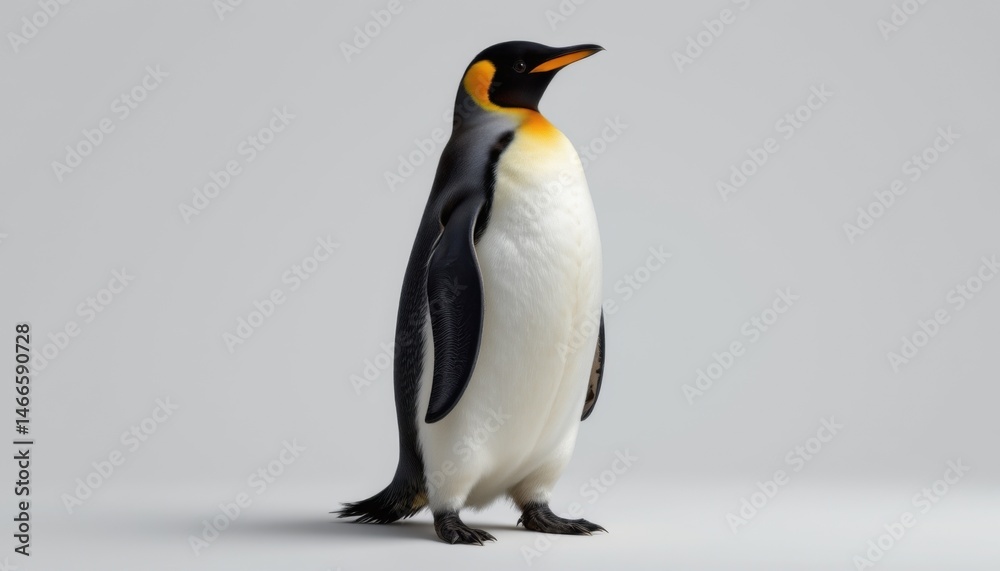 Fototapeta premium King penguin standing gracefully on plain background animal portrait minimalist environment side view wildlife concept