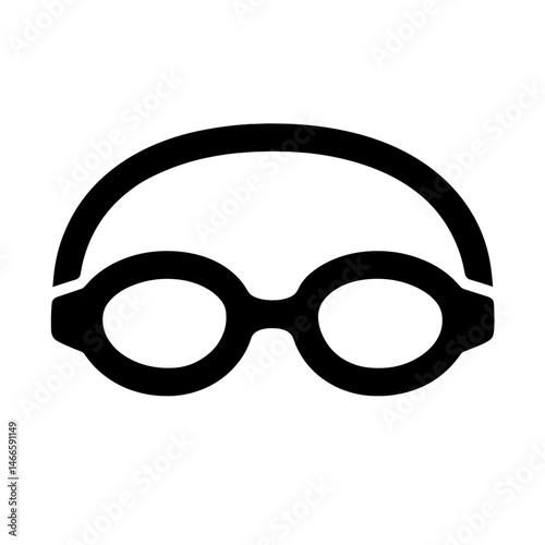 Swimming goggles icon in solid black silhouette style
