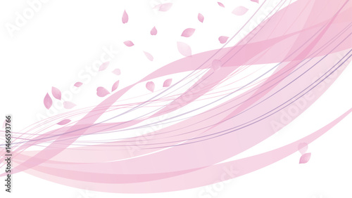 ピンクの花びらと曲線4　16:9 