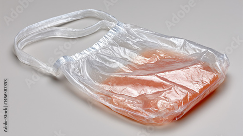 Transparent Plastic Pouch with Strap Showing Minimal Composition and Soft Orange Color on Neutral Background