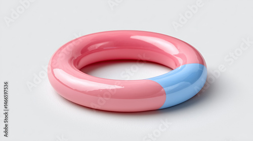 Colorful Plastic Ring with Shadow on a Clean White Background for Creative Design Projects and Stock Imagery