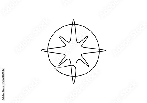 Continuous one line drawing compass for locating direction. Shipment and logistic concept. Continuous line drawing navigation compass vector illustration
