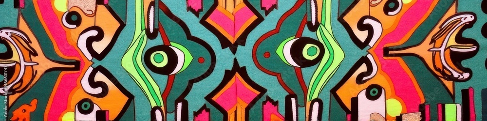 Obraz premium Colorful abstract geometric pattern with symmetrical design and bold shapes
