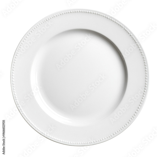  Simple White Ceramic Plate Isolated Top View on White
