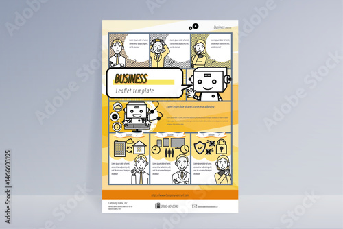 Business Problem Solving with AI Assistant – illustration. and Comic Style Template