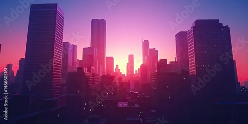 Wallpaper Mural Cyberpunk Sunrise Cityscape at Dawn. Torontodigital.ca