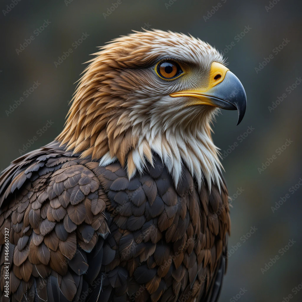 Fototapeta premium A majestic brown eagle perched on a rock.