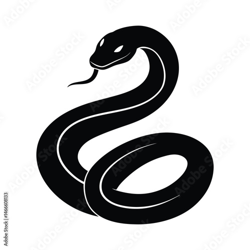 Curled Rattlesnake Sleek Vector Silhouette