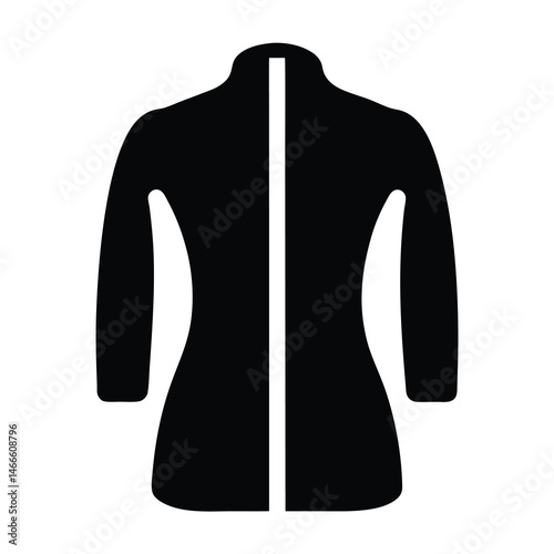 tunic vector silhouette icon, black and white illustration of clothing.