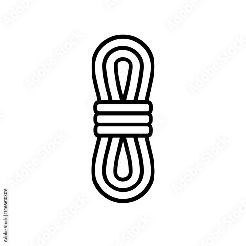 Climbing rope icon in outline style for adventure gear
