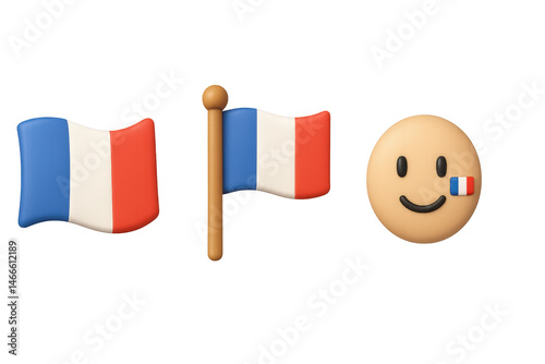 French flag and smiley emoji embracing national pride