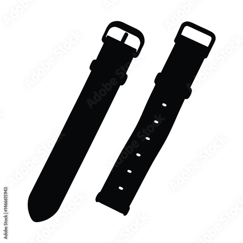 watch chains vector silhouette icon, black and white illustration of footwear.