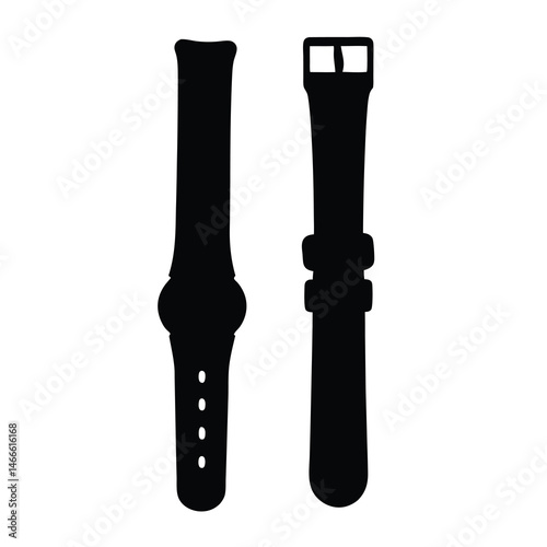 watch chains vector silhouette icon, black and white illustration of footwear.