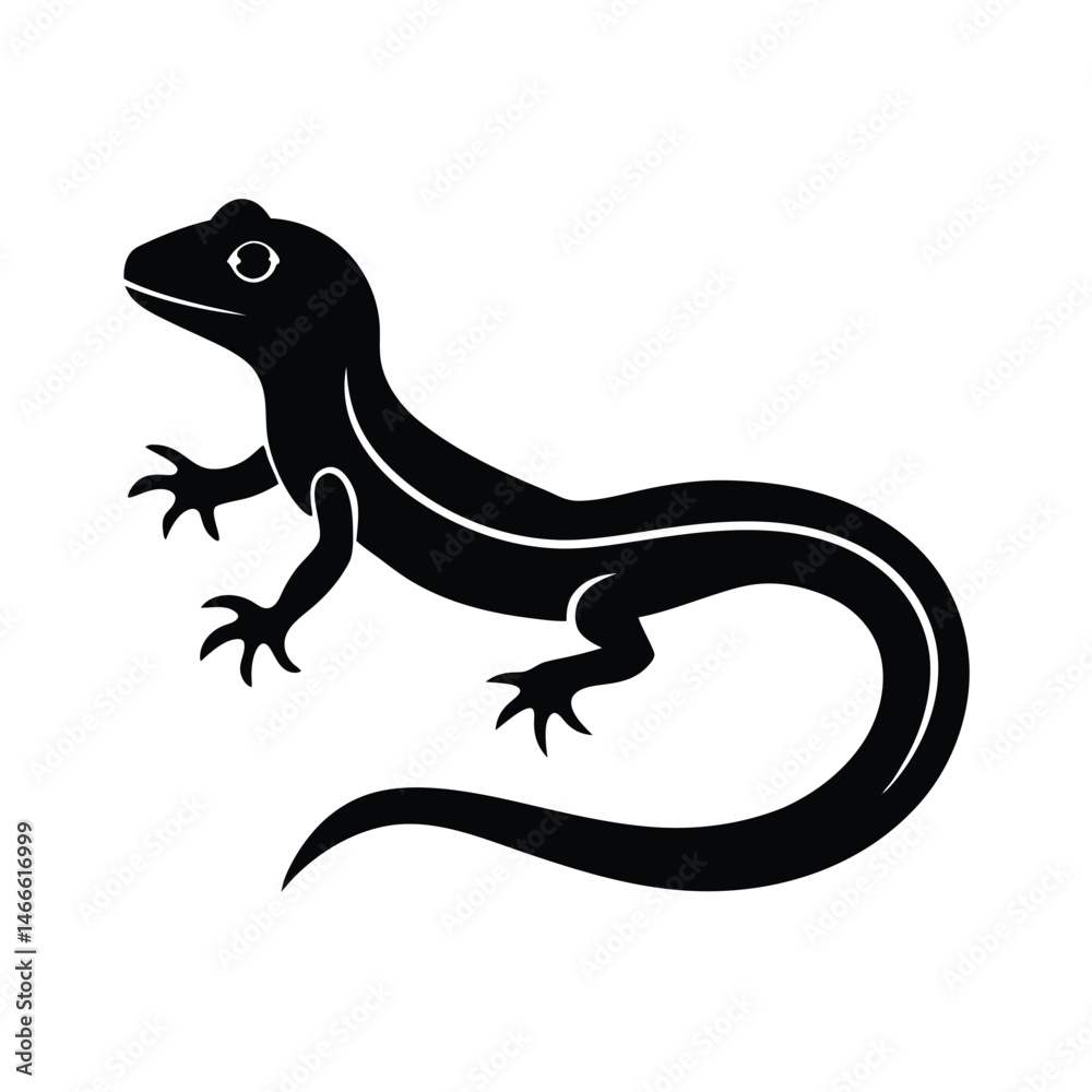 Fototapeta premium Sitting Newt Sleek Vector Silhouette
