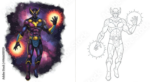 Intergalactic Sentinel: Depicting a cosmic hero, wreathed in celestial energy, this image illustrates a powerful protector, poised to safeguard the galaxy with their mystic might.