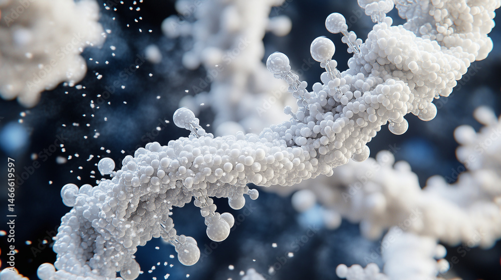 Detailed rendering of a DNA double helix molecule, twisting in close-up.