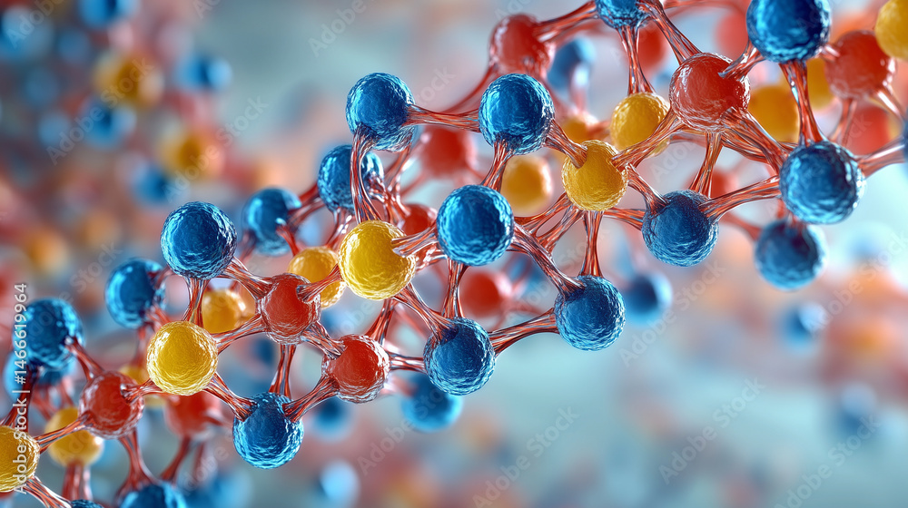 Macro shot of glucose molecule structure, showing carbon and oxygen rings.