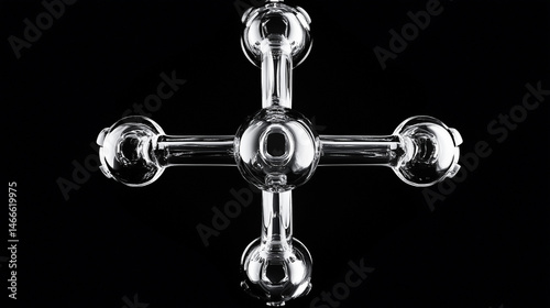 Detailed view of a methane molecule with central carbon and four hydrogens.