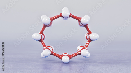 Macro image of benzene ring molecule with aromatic ring structure.