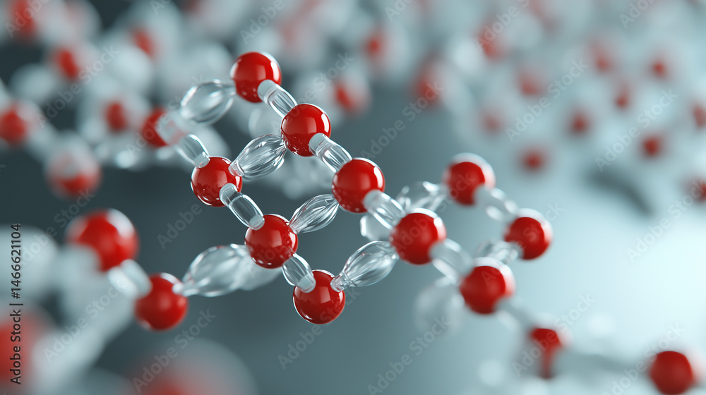 Detailed view of a nanomaterial molecule under simulated microscope.