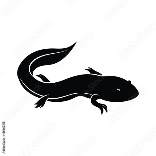 Swimming Axolotl Sleek Vector Silhouette