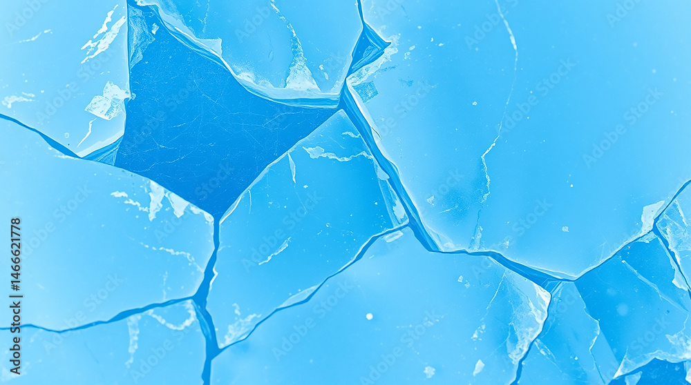 Blue Ice Shattered Pattern with Frosty Textures and Bright Lighting