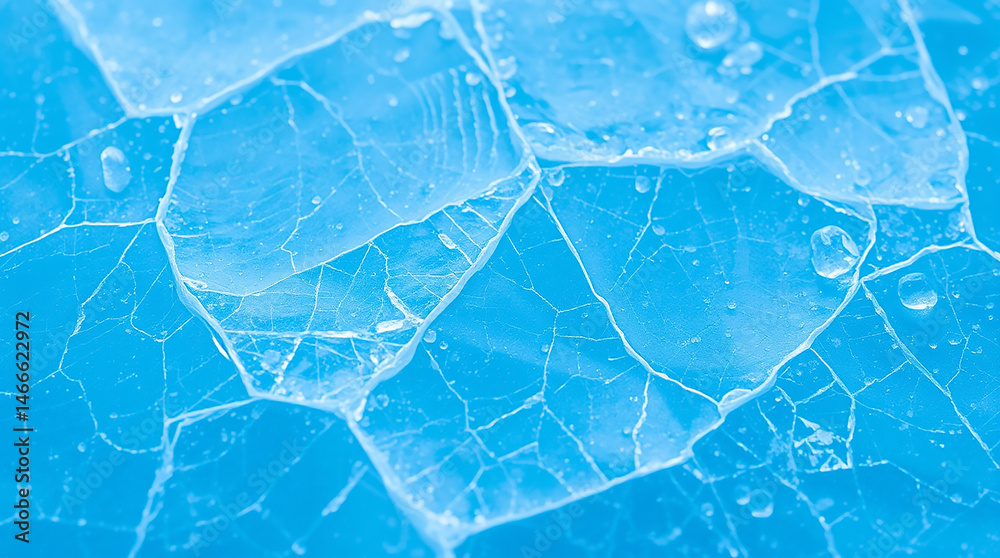 Blue Ice Shattered Pattern with Frosty Textures and Bright Lighting