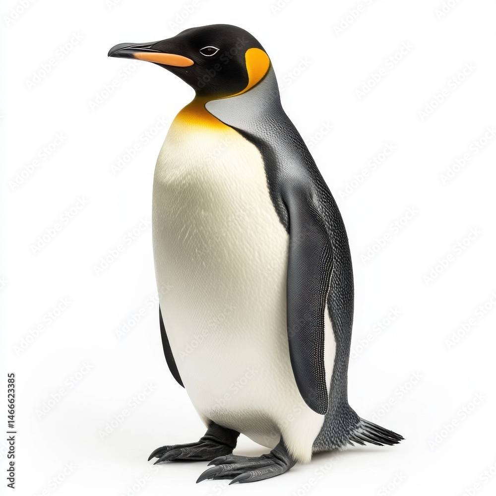 Obraz premium Elegant Penguin Bird Side Profile On White Background