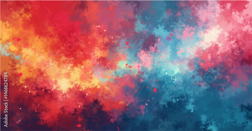 Abstract watercolor art evokes a fiery space with red, orange, and yellow hues blending like smoke and clouds under a dark, textured sky.