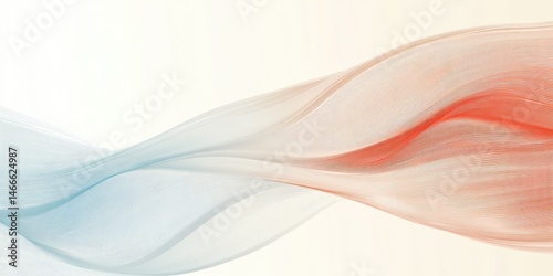 Smooth Flow Blue to Red Abstract Ribbon on White with Gradient Mesh.