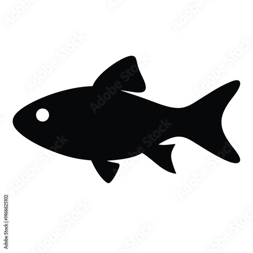 zebra danio fish vector silhouette icon, black and white illustration of fish.