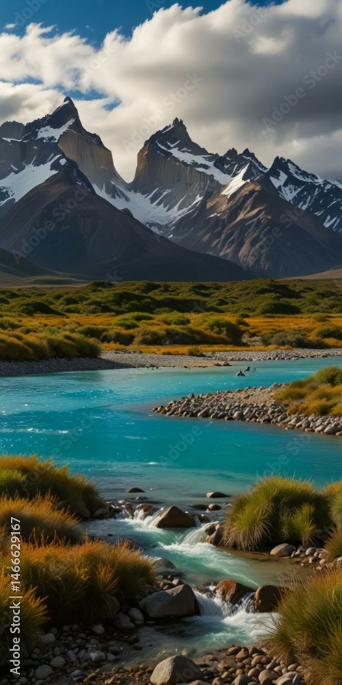 Fototapeta premium mountain landscape with lake and mountains