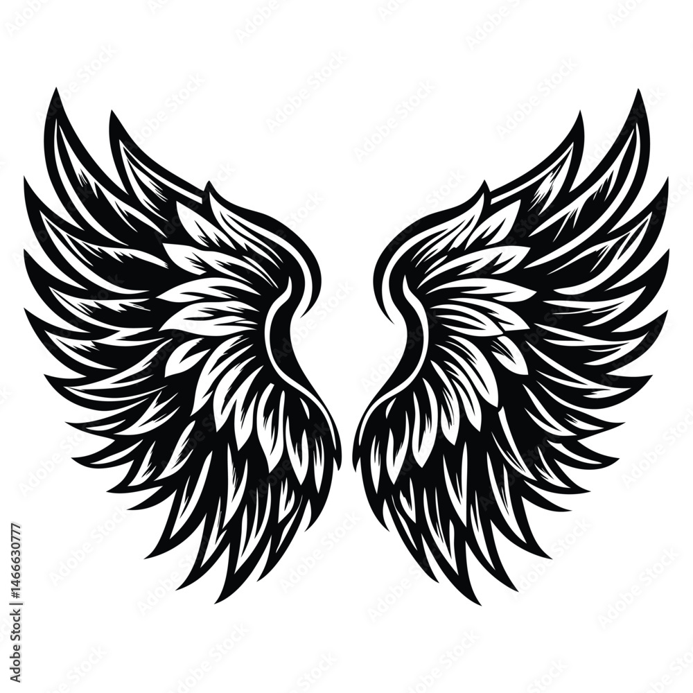 Obraz premium Angel wings vector illustration clip art design element, Wings icons silhouette vector