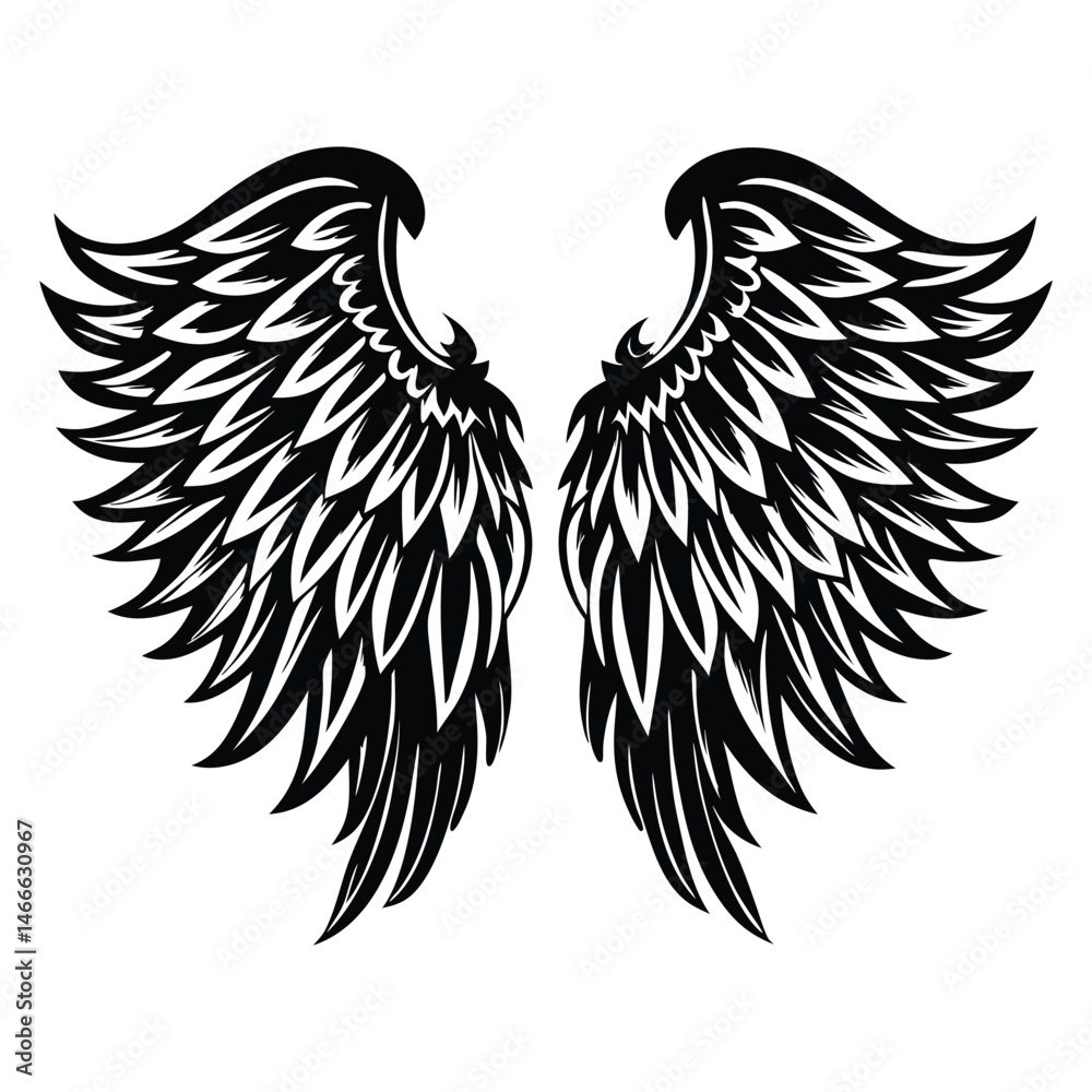 Obraz premium Angel wings vector illustration clip art design element, Wings icons silhouette vector