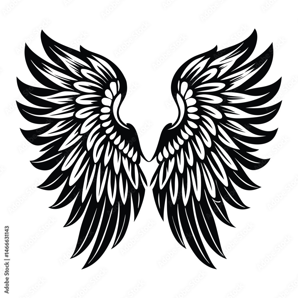Obraz premium Angel wings vector illustration clip art design element, Wings icons silhouette vector